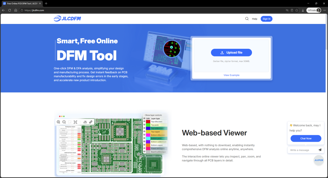 JLCPCB DFM screenshot